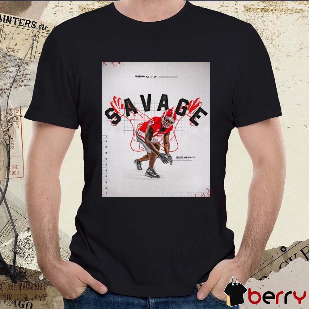 Georgia Bulldogs Football Mykel Williams Defensive Lineman Savage GoDawgs Poster t-shirt