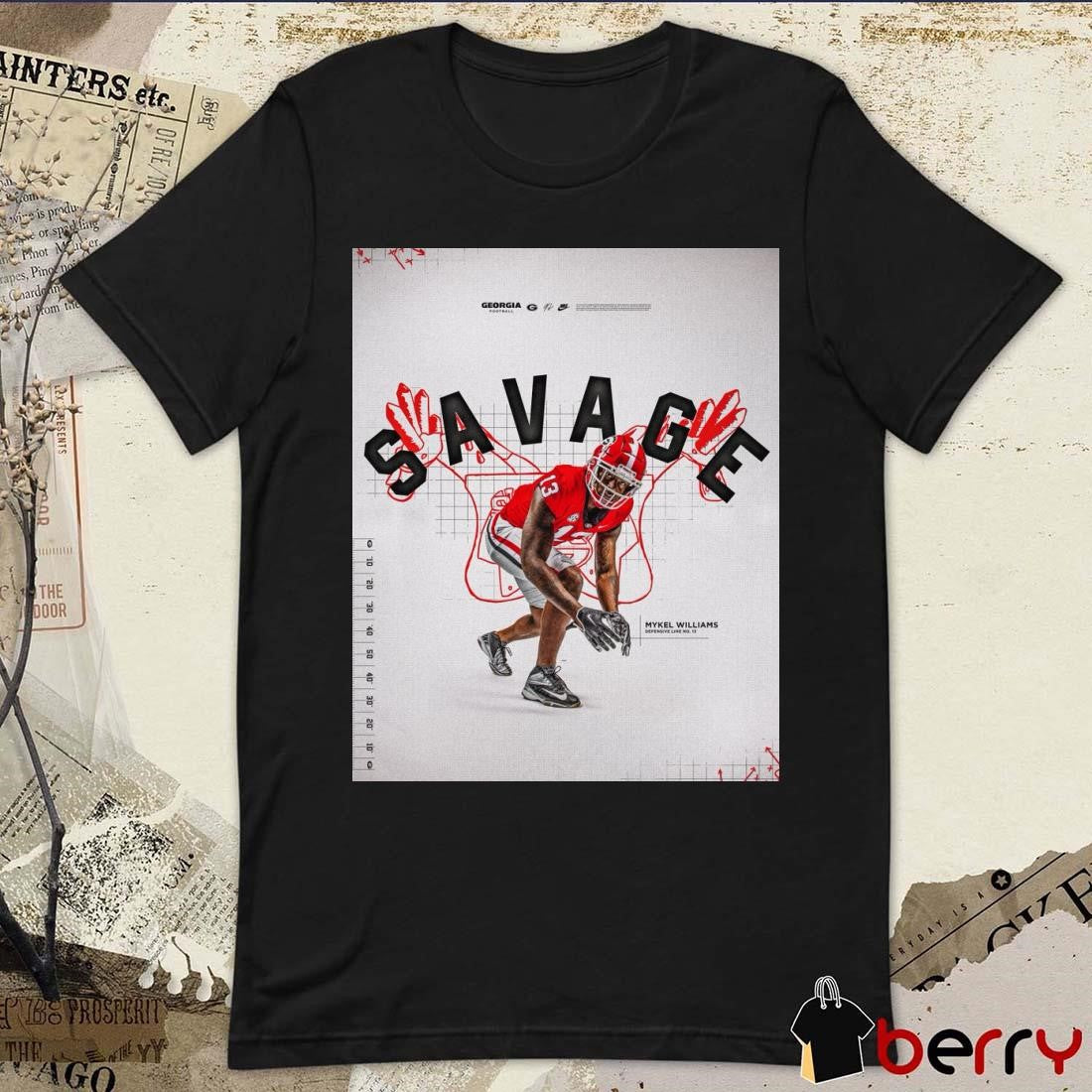 Georgia Bulldogs Football Mykel Williams Defensive Lineman Savage GoDawgs Poster t-shirt