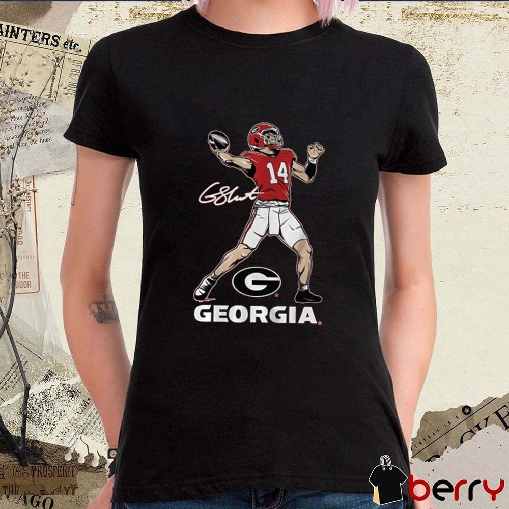 Georgia Bulldogs Football NCAA Gunner Stockton Superstar Pose Signature t-shirt