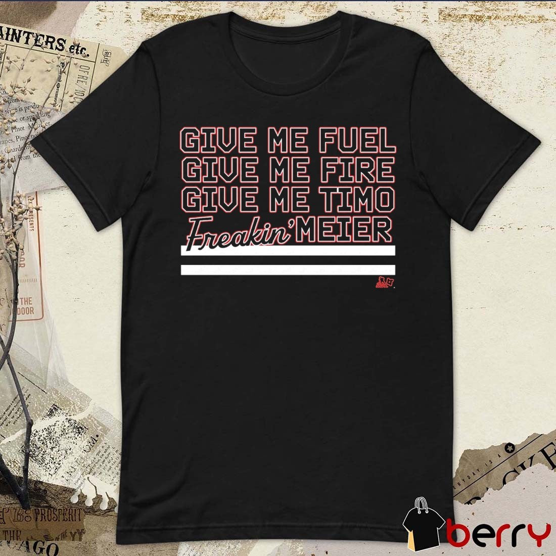 Give Me Fuel, Fire, Timo Freakin’ Meier New Jersey Devils t-shirt