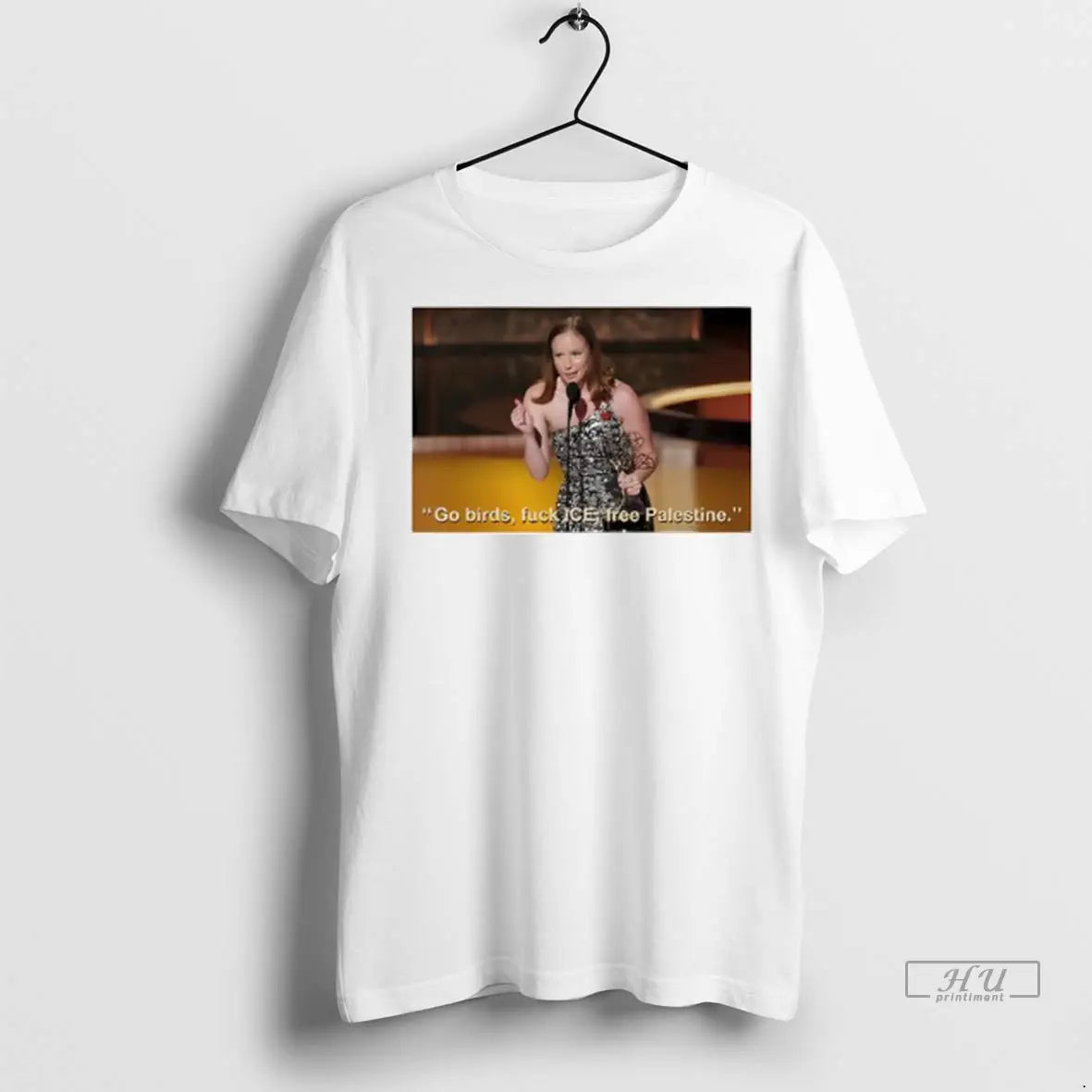 Official Go Birds Fuck Ice Free Palestine Graphic Ladies T Shirt