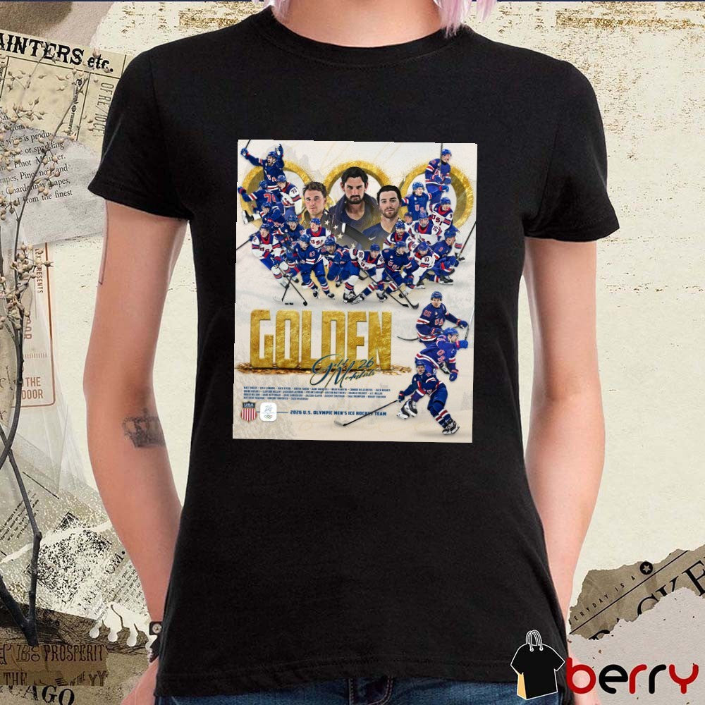 Golden Medalist 2026 U.S. Olympic Men’s Ice Hockey Team All Players Poster t-shirt