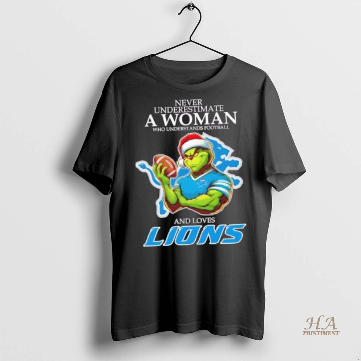 Official Grinch Christmas Never Underestimate A Woman Who Understands Football And Loves Detroit Lions