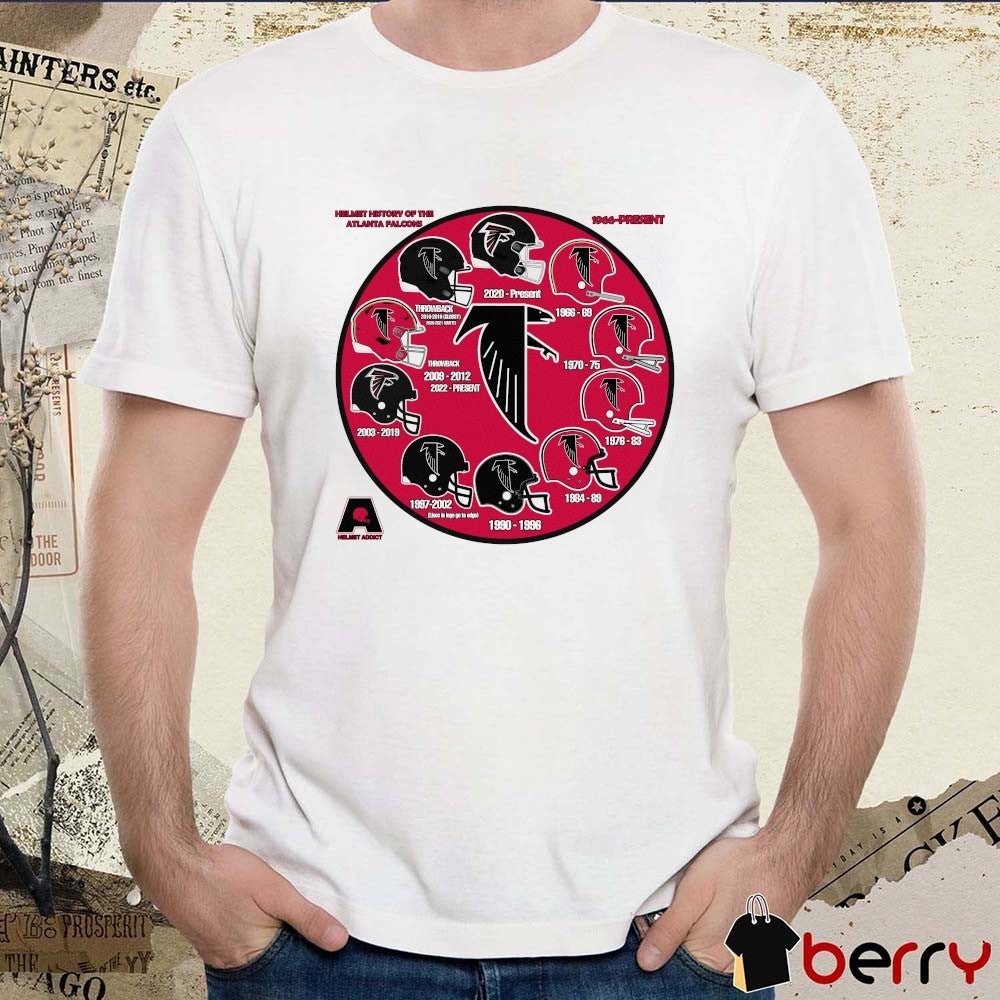 Helmet History Of The Atlanta Falcons 1966-Present t-shirt