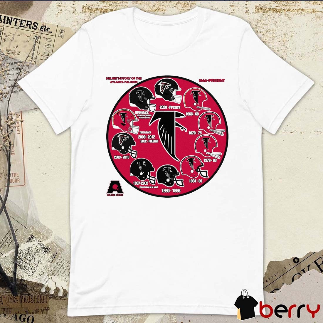 Helmet History Of The Atlanta Falcons 1966-Present t-shirt