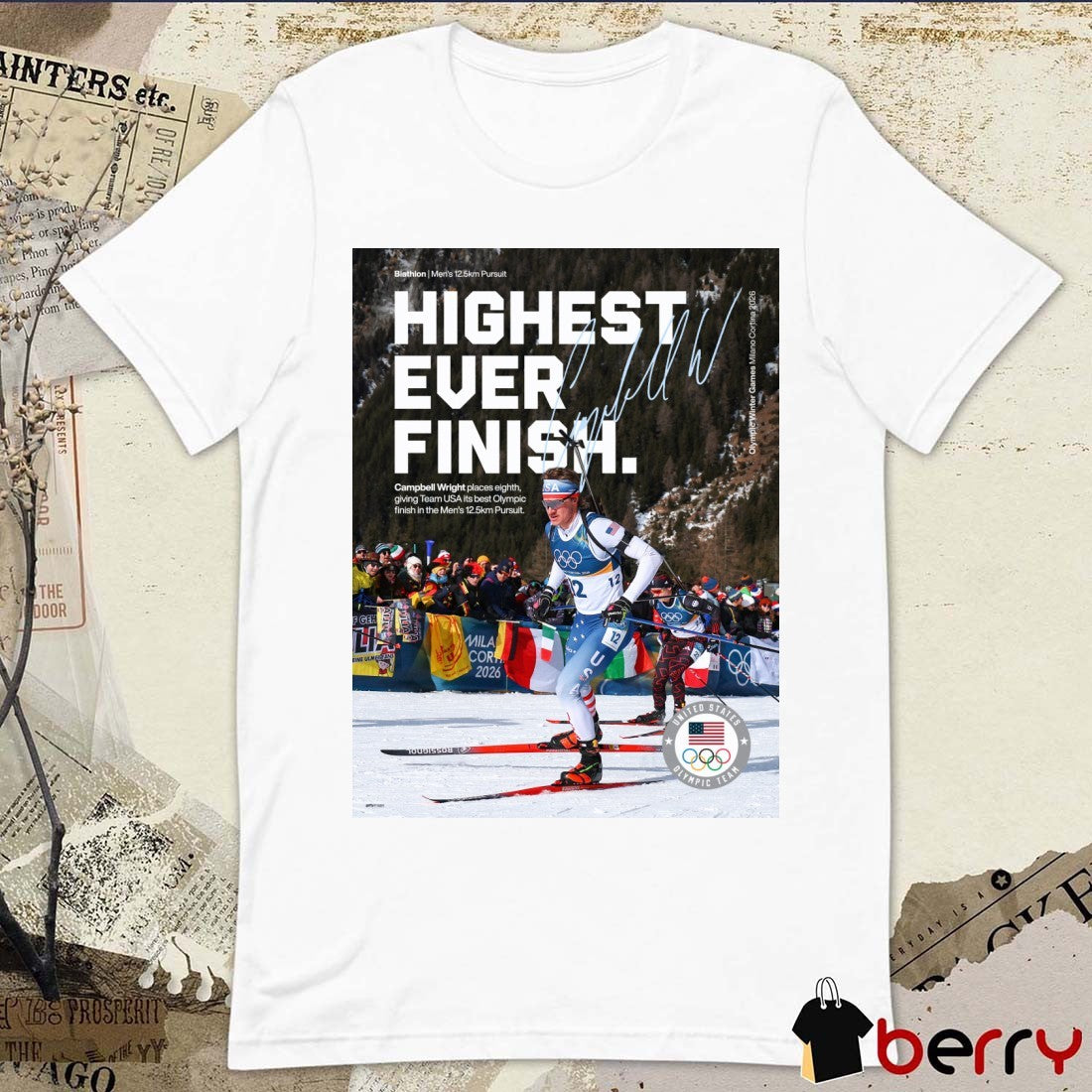 Highest Ever Finish Campbell Wright Places Eighth Giving Team USA Its Best Olympic Signature Poster t-shirt