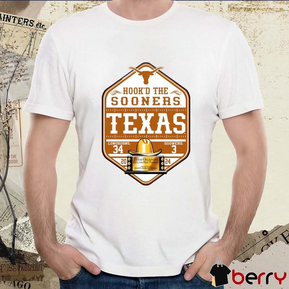 Hook’d The Sooners Texas Longhorns 34 – 3 Oklahoma Sooners 2024 Red River Rivalry Score t-shirt