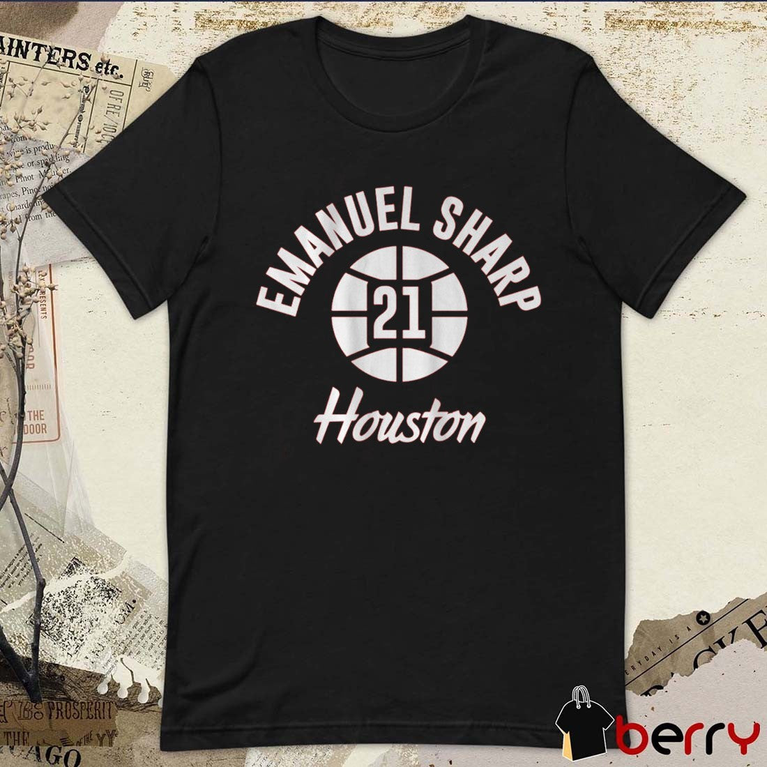 Houston Cougars Basketball Emanuel Sharp Name Number Ball 21 t-shirt