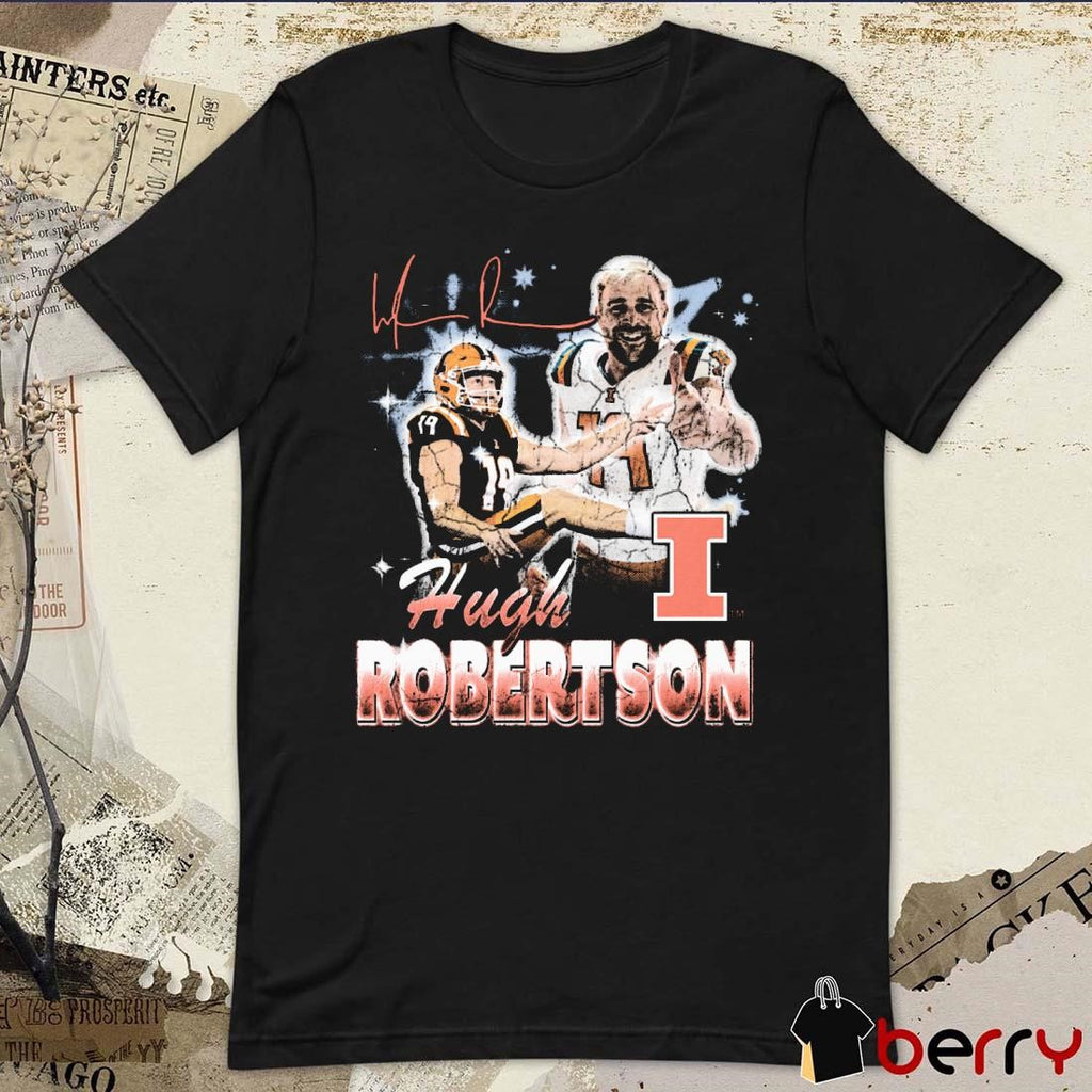 Hugh Robertson 90s Retro Illinois Fighting Illini Signature t-shirt