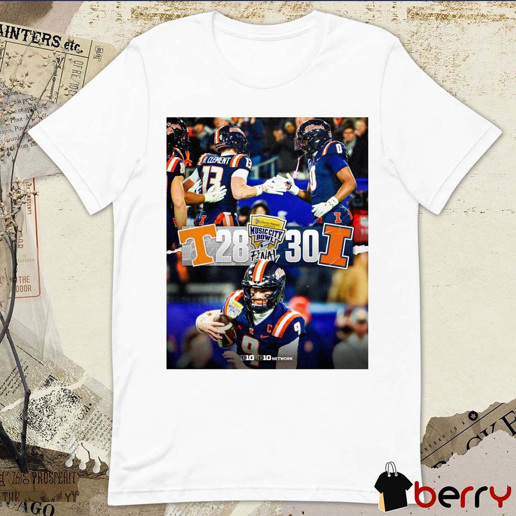 Illinois Fighting Illini defeated Tennessee Volunteers Final Score 30 – 28 2025 Music City Bowl Poster t-shirt