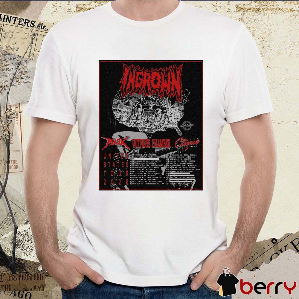 Ingrown United States Tour Mask, Witness Chamber, and Clique April and May 2026 Poster t-shirt