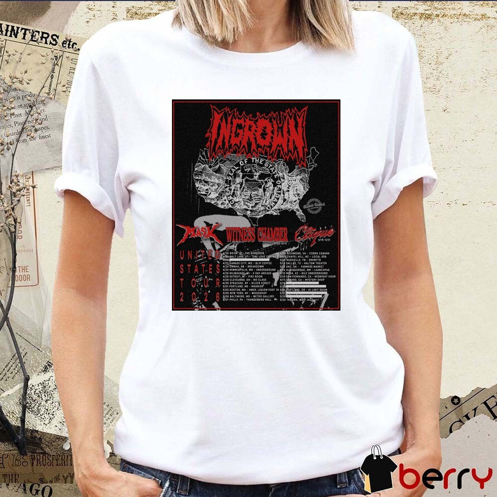 Ingrown United States Tour Mask, Witness Chamber, and Clique April and May 2026 Poster t-shirt