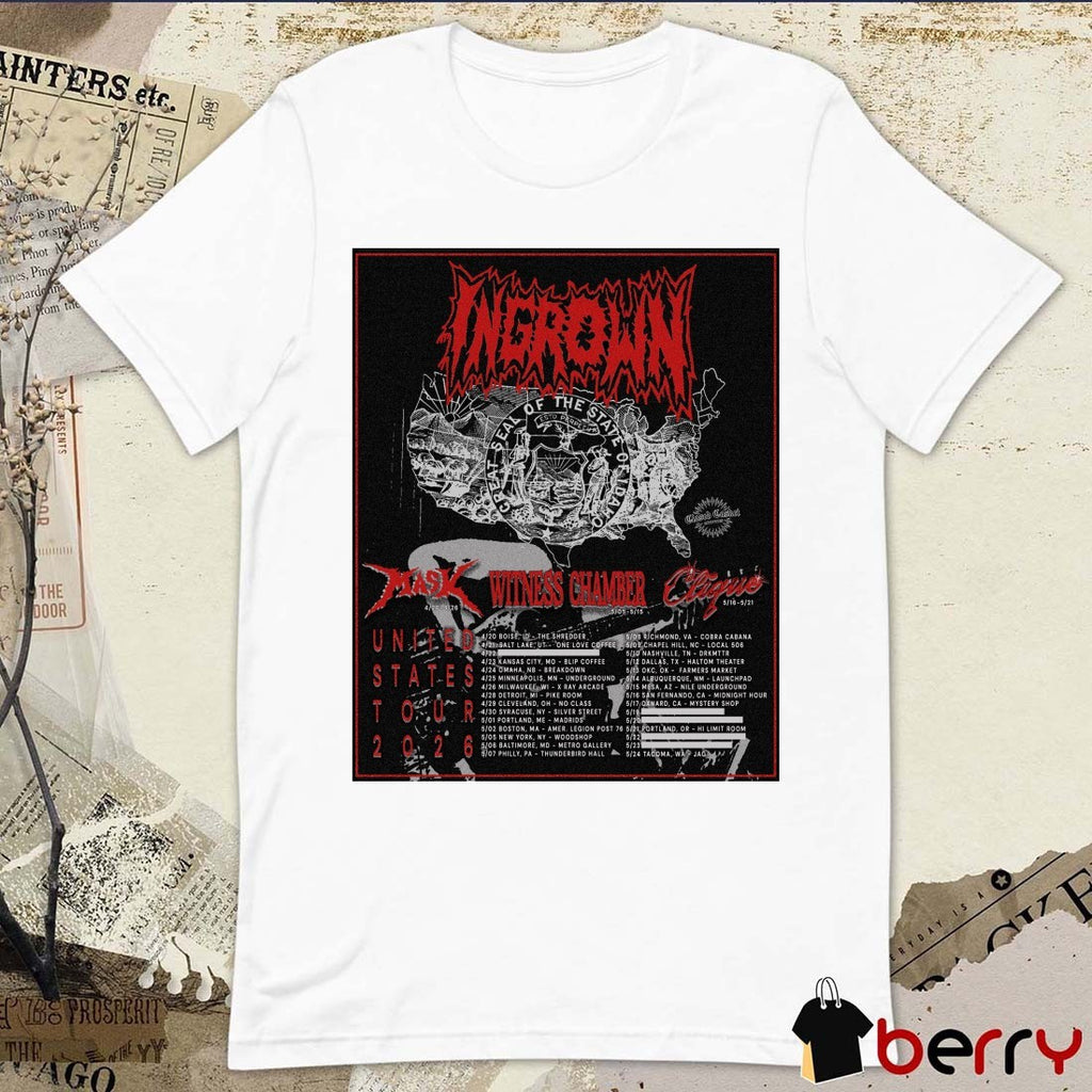 Ingrown United States Tour Mask, Witness Chamber, and Clique April and May 2026 Poster t-shirt