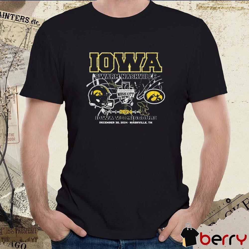 Iowa Hawkeyes Vs Missouri Tigers Swarm Nashville 2024 Transperfect Music City Bowl Dec 30 t-shirt