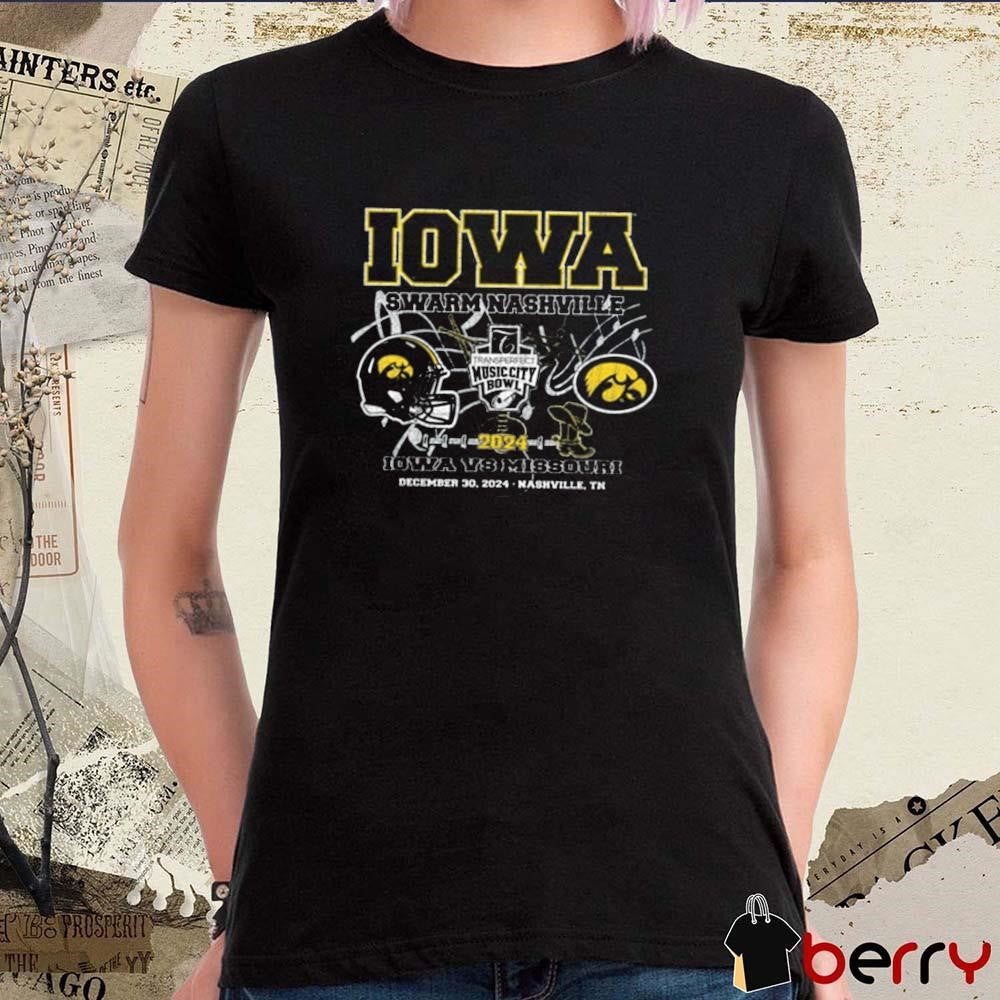Iowa Hawkeyes Vs Missouri Tigers Swarm Nashville 2024 Transperfect Music City Bowl Dec 30 t-shirt