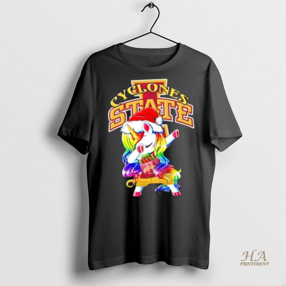Official Iowa State Cyclones Football X Unicorn Santa Hat Dabbing Merry Christmas Shirt