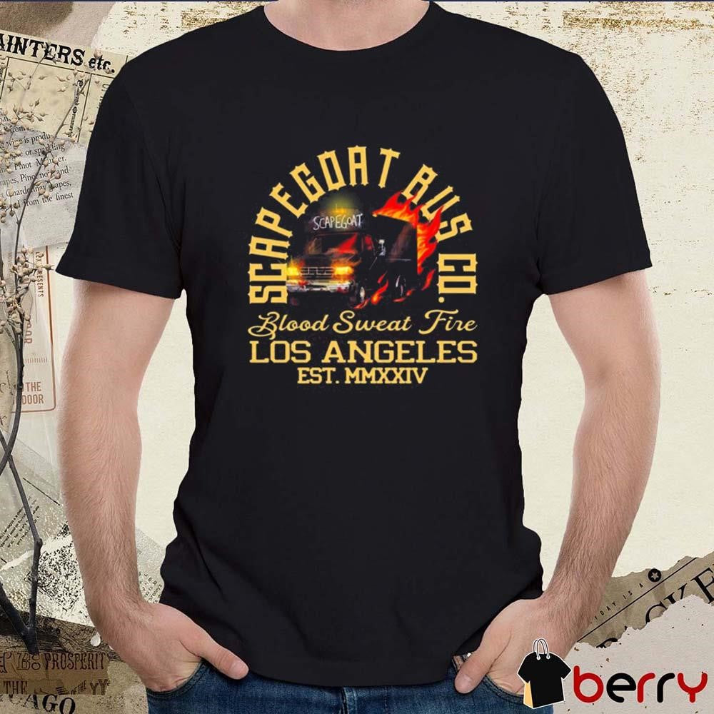 Jack Perry Scapegoat Bus Co. Blood Sweat Fire Los Angeles t-shirt