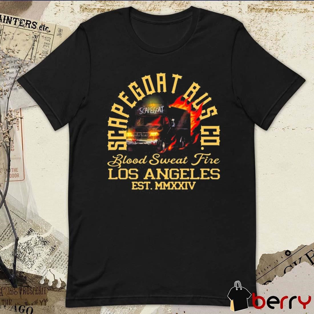 Jack Perry Scapegoat Bus Co. Blood Sweat Fire Los Angeles t-shirt