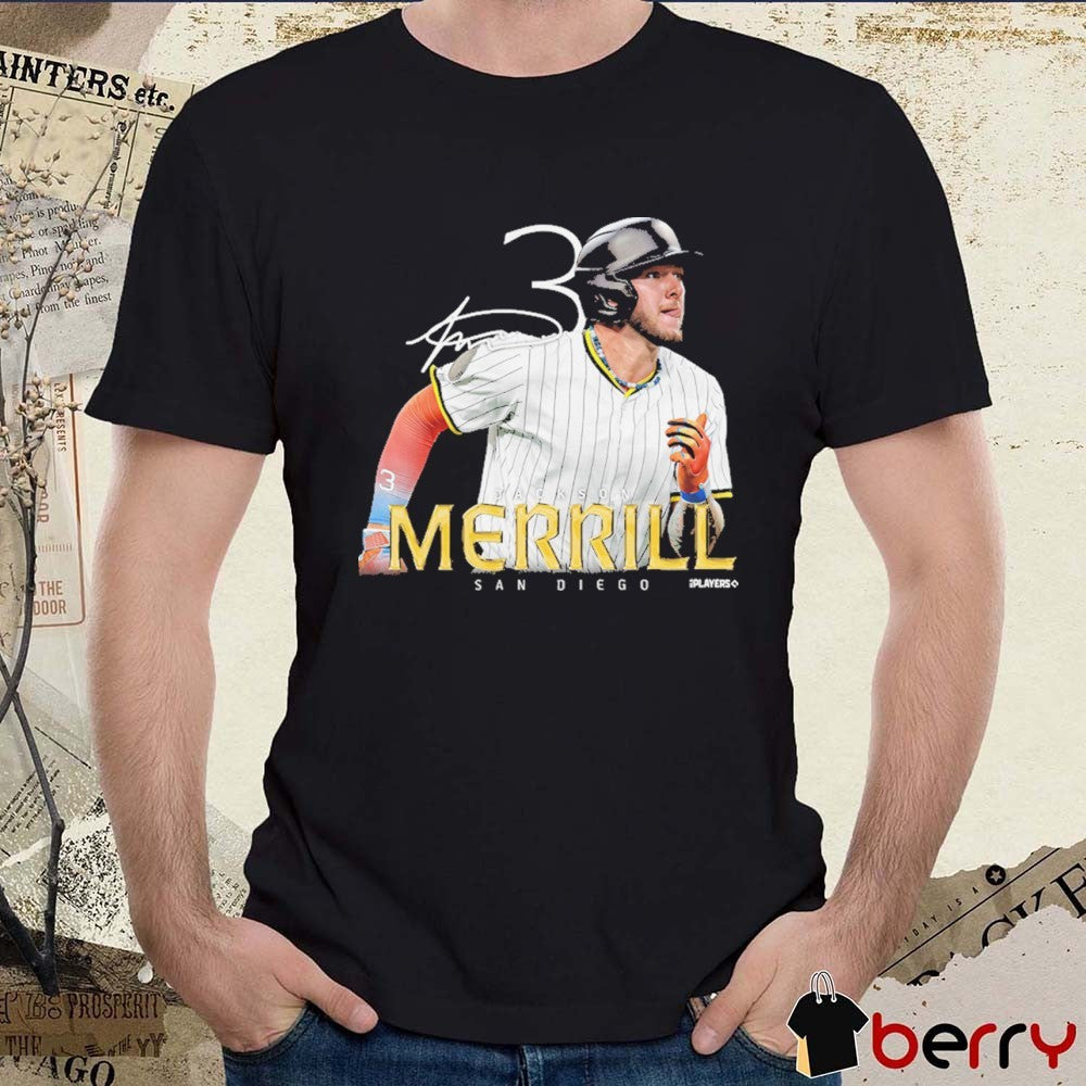 Jackson Merrill #3 San Diego Padres MLB Signature Portrait 2025 t-shirt