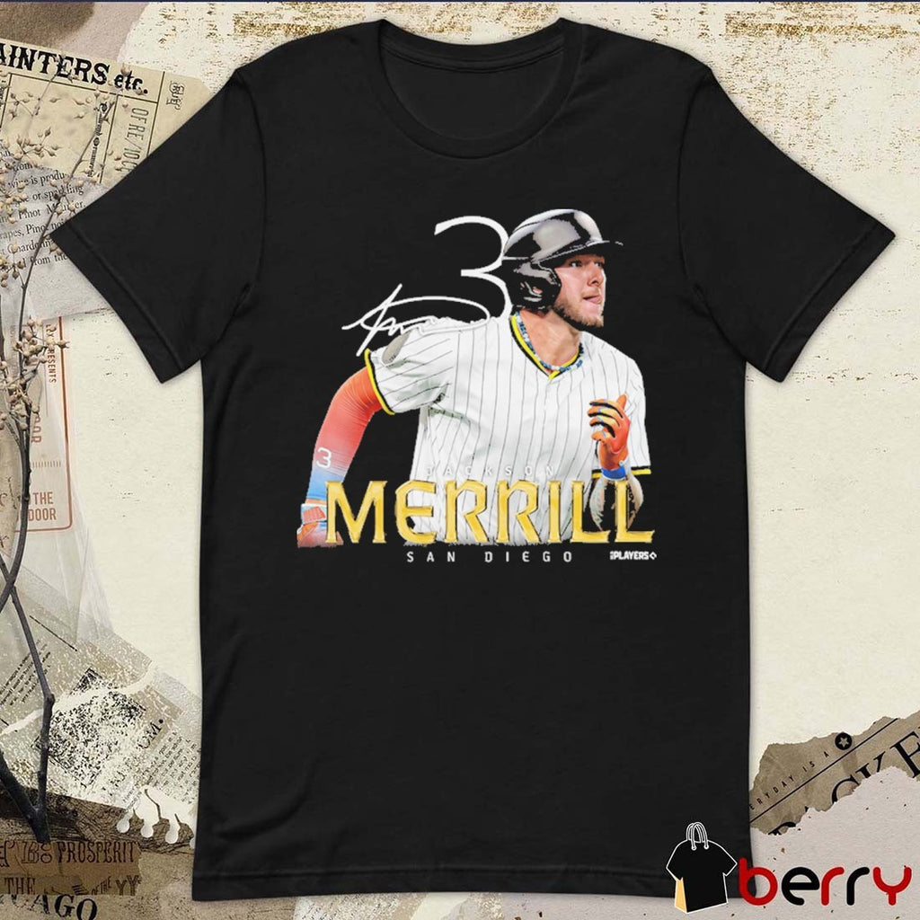 Jackson Merrill #3 San Diego Padres MLB Signature Portrait 2025 t-shirt