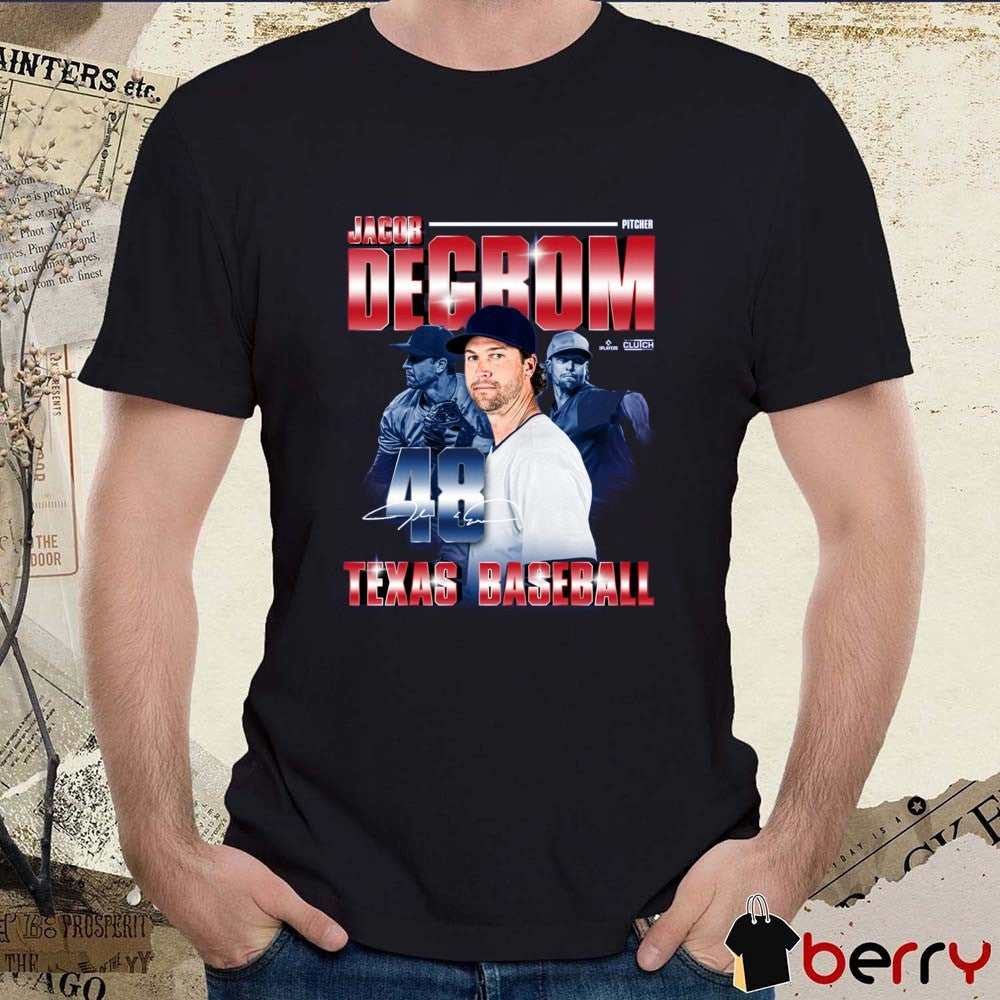 Jacob deGrom Pitcher #48 MLBPA Texas Rangers Baseball Retro 90’s Signature t-shirt