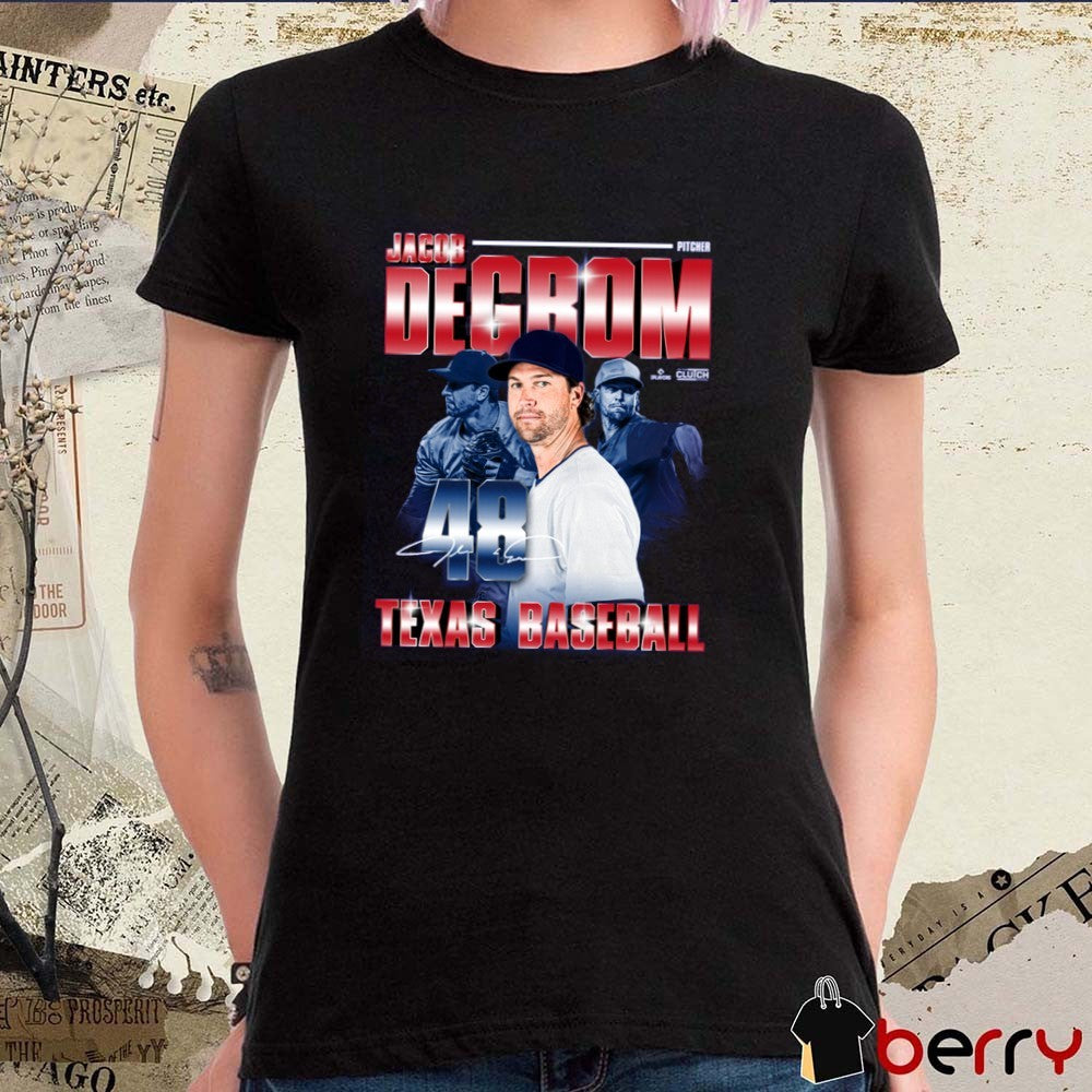 Jacob deGrom Pitcher #48 MLBPA Texas Rangers Baseball Retro 90’s Signature t-shirt