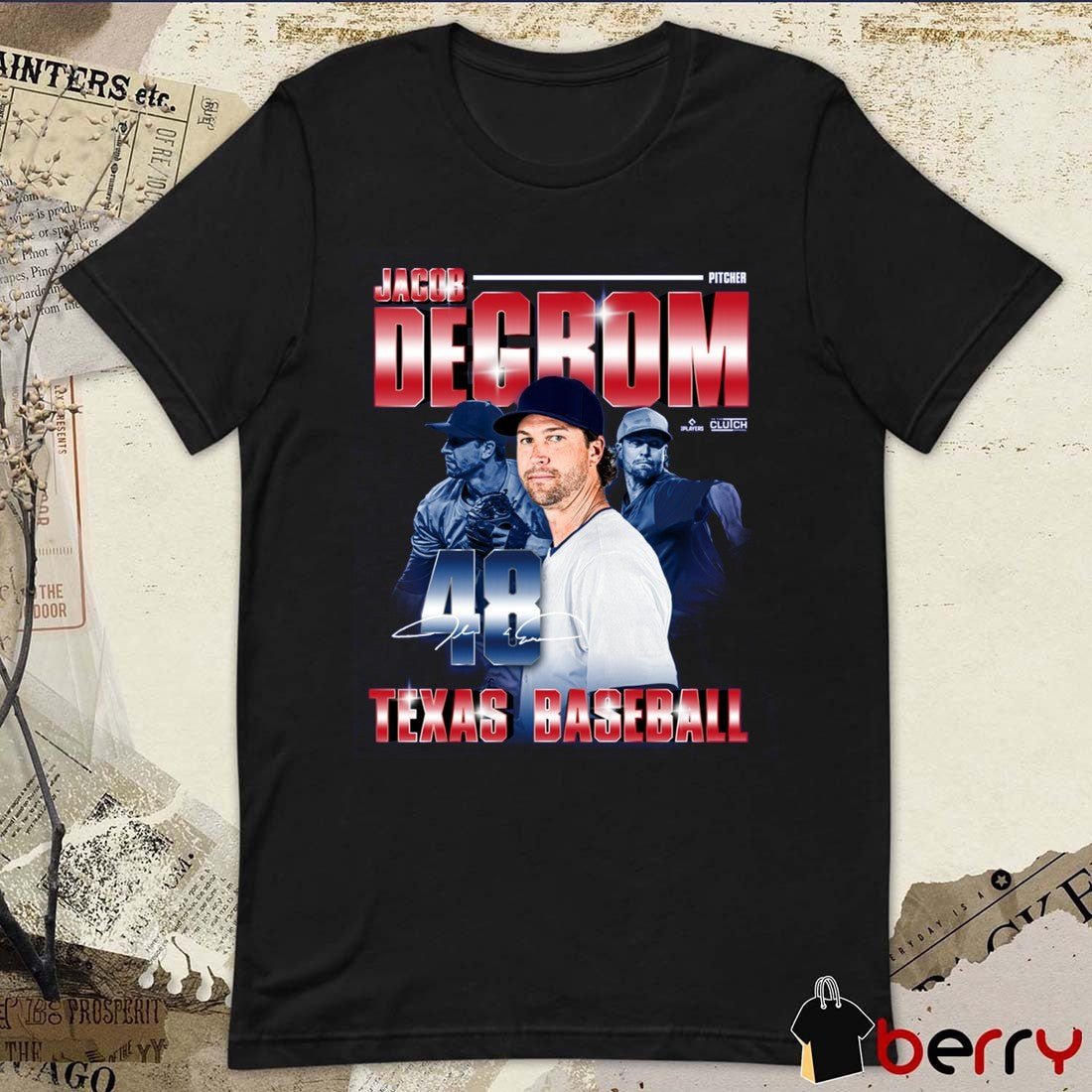 Jacob deGrom Pitcher #48 MLBPA Texas Rangers Baseball Retro 90’s Signature t-shirt