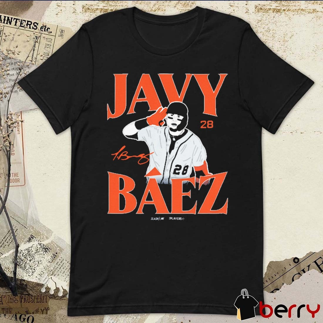 Javy Báez Javier Báez Detroit Tigers MLB Slash Line Signature t-shirt