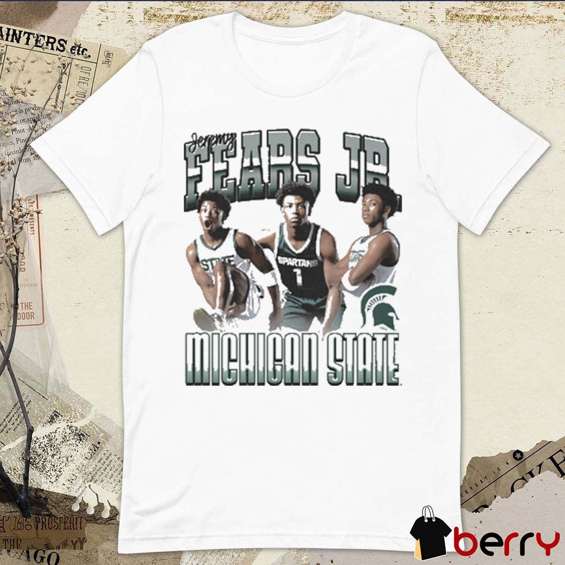 Jeremy Fears Jr. Michigan State Spartans basketball NCAA 90s Painting t-shirt
