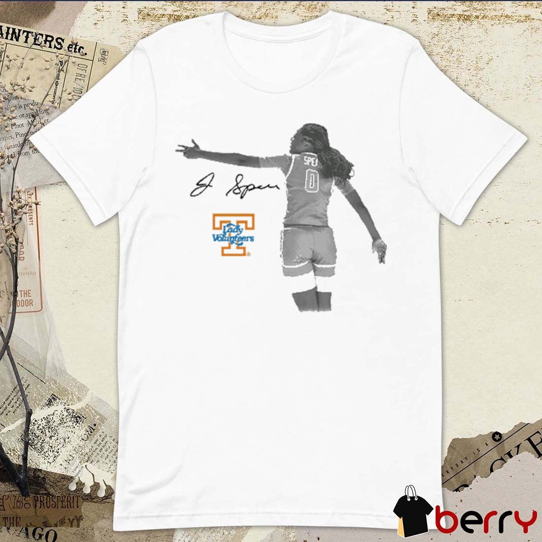 Jewel Spear Tennessee Lady Volunteers basketball NCAA Portrait Painting Signature t-shirt