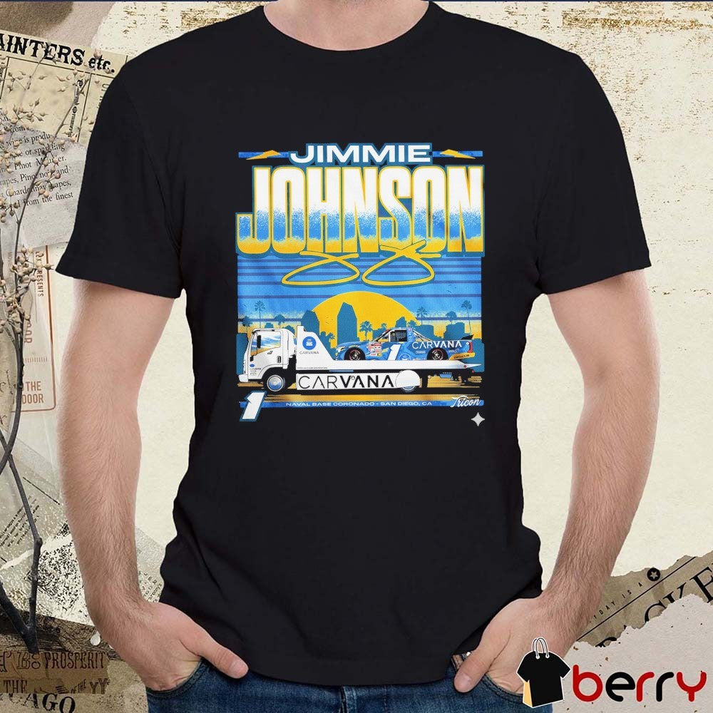 Jimmie Johnson Carvana Racing Naval Base Coronado San Diego CA Signature t-shirt