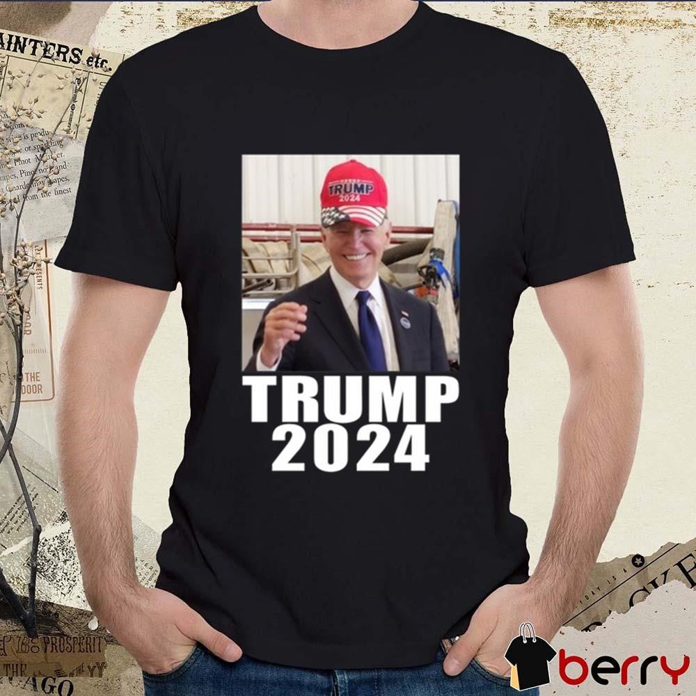 Joe Biden Wearing Trump 2024 Hat t-shirt