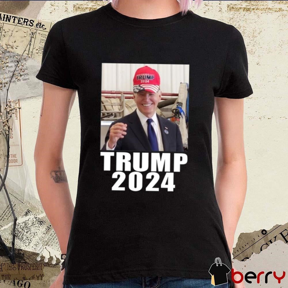 Joe Biden Wearing Trump 2024 Hat t-shirt