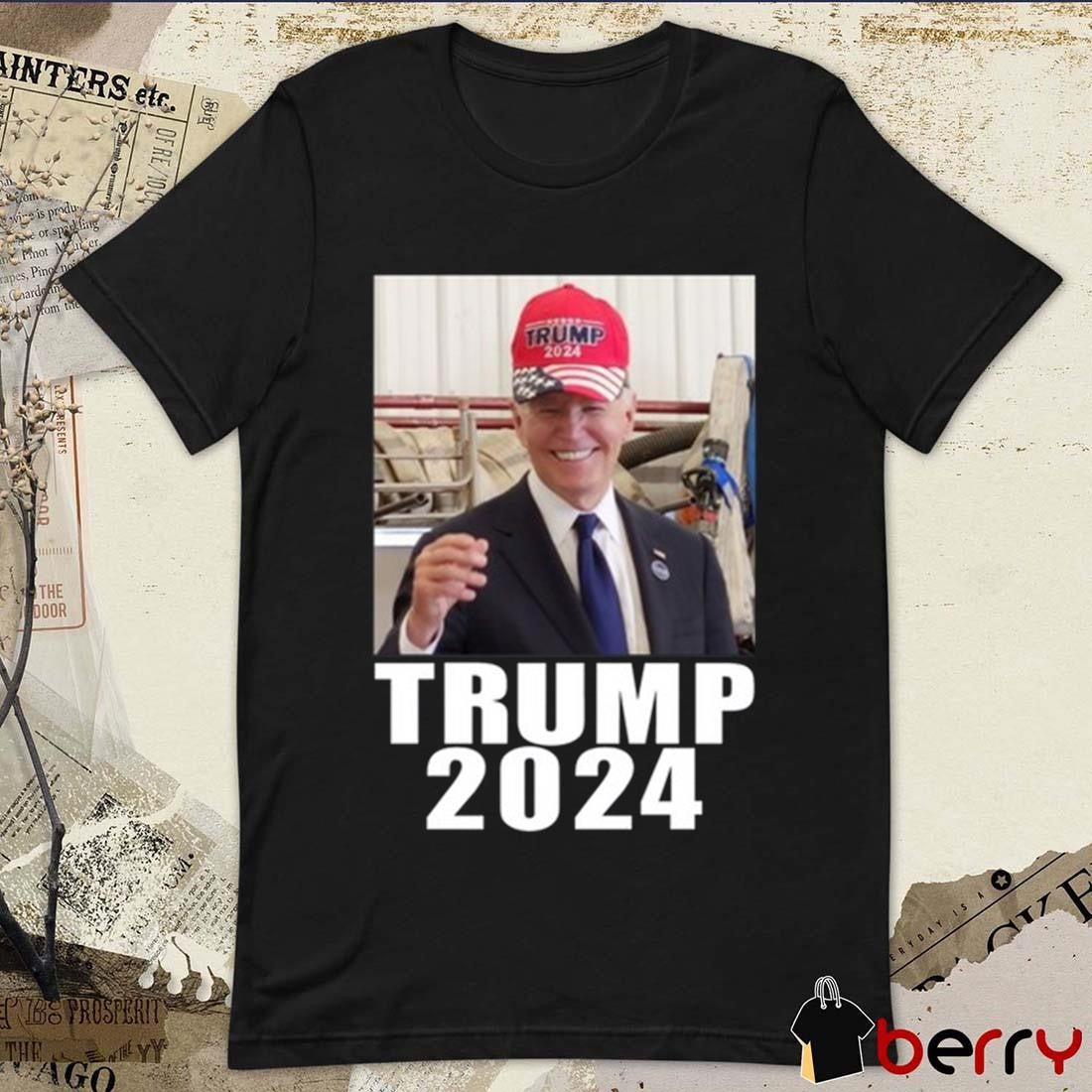 Joe Biden Wearing Trump 2024 Hat t-shirt