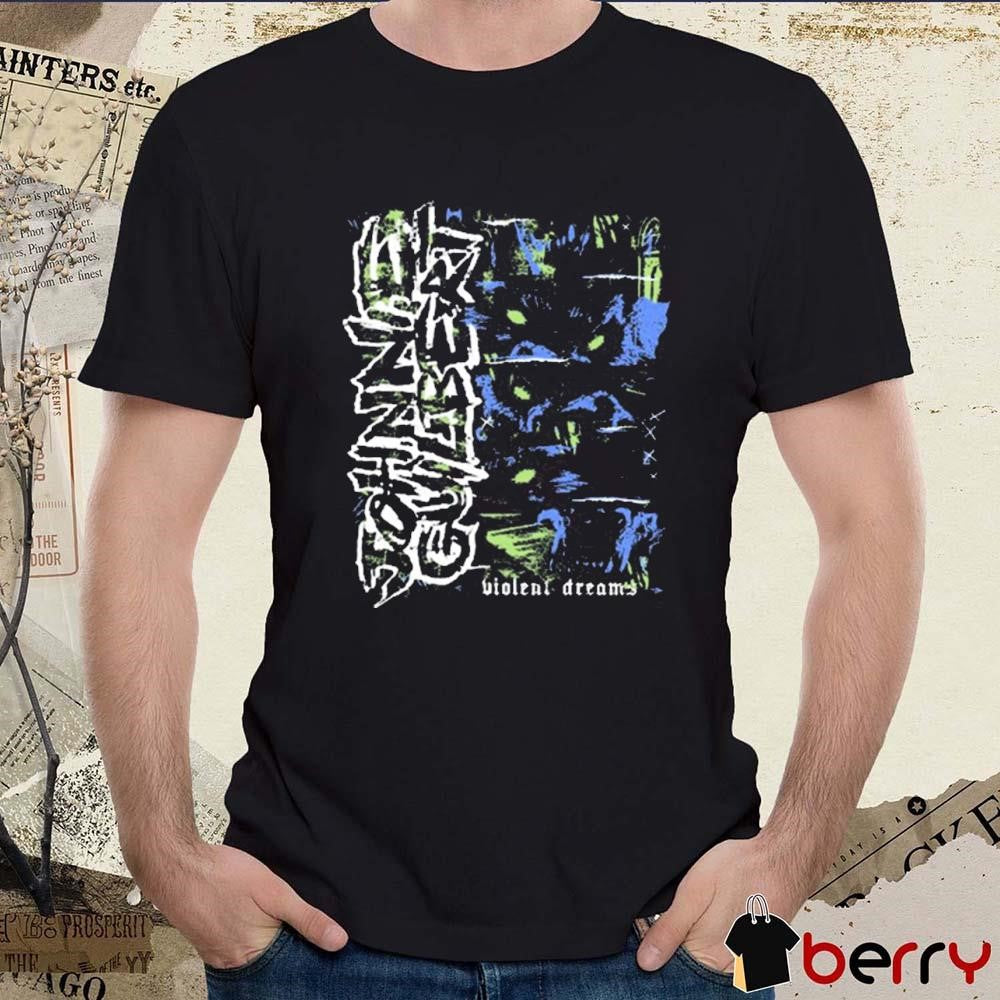 Johnnieguilbert Violent Dream Wolf Blue Green t-shirt