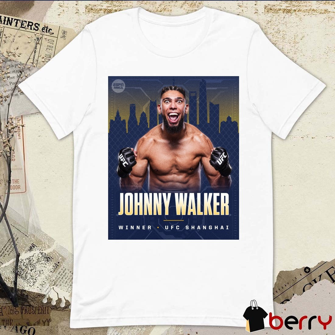 Johnny Walker Winner at 2025 UFC Shanghai Event ESPN MMA Poster t-shirt