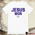 Josh Hoove Wearing Jesus Won Tcu Fca t-shirt