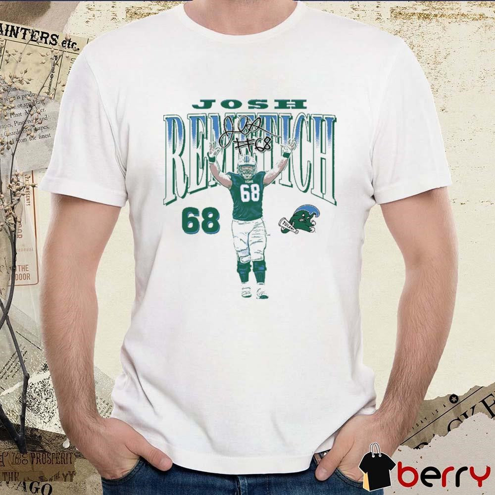 Josh Remetich #68 Tulane Green Waves Signature Graphic t-shirt