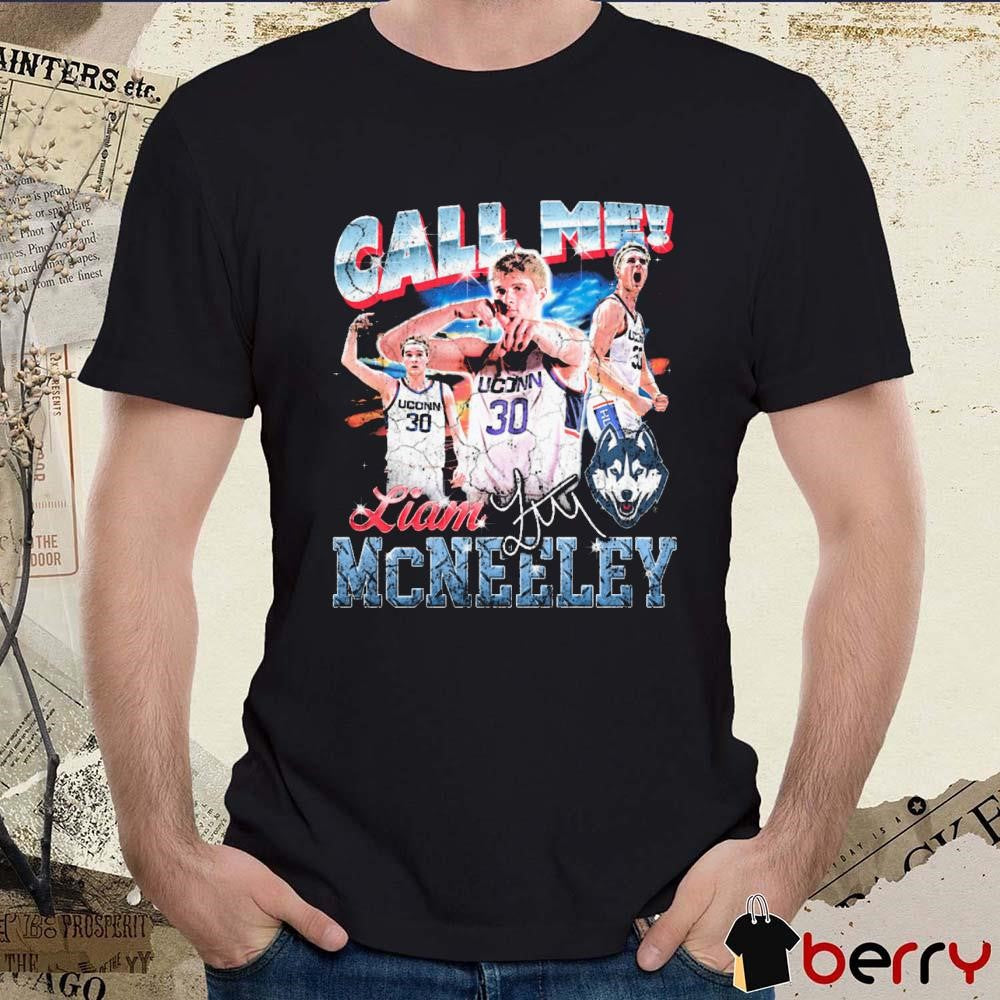 Liam McNeeley Call Me UConn Huskies 90s Retro Graphic Signature t-shirt