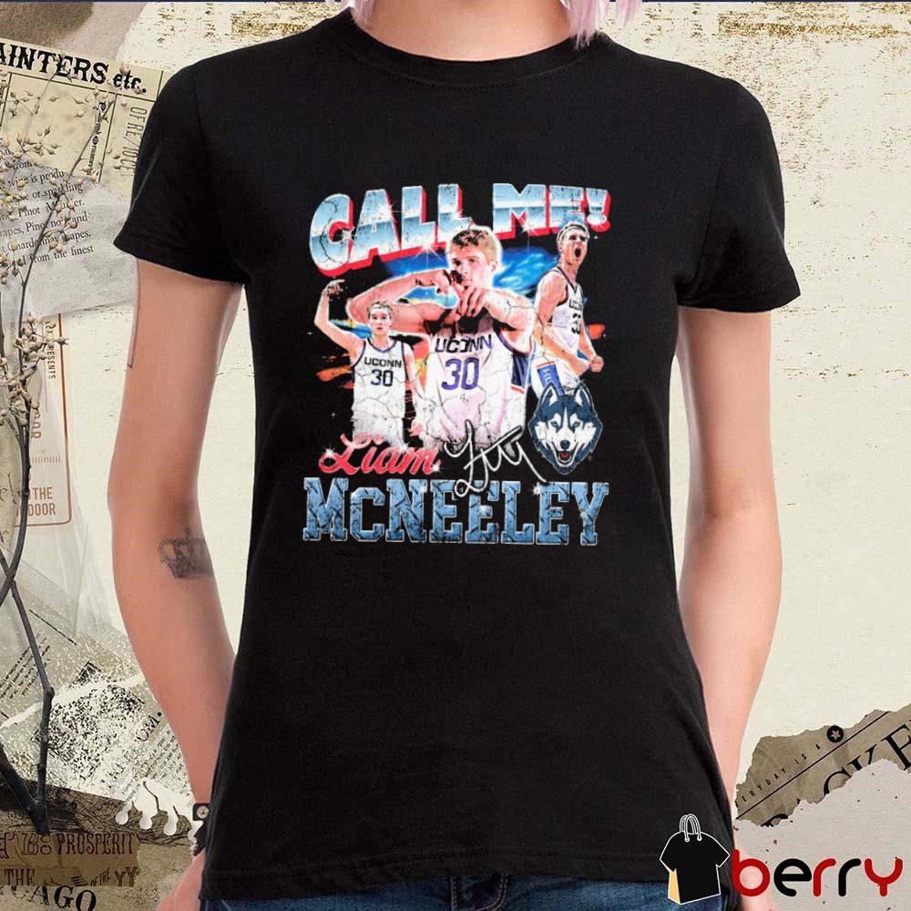 Liam McNeeley Call Me UConn Huskies 90s Retro Graphic Signature t-shirt