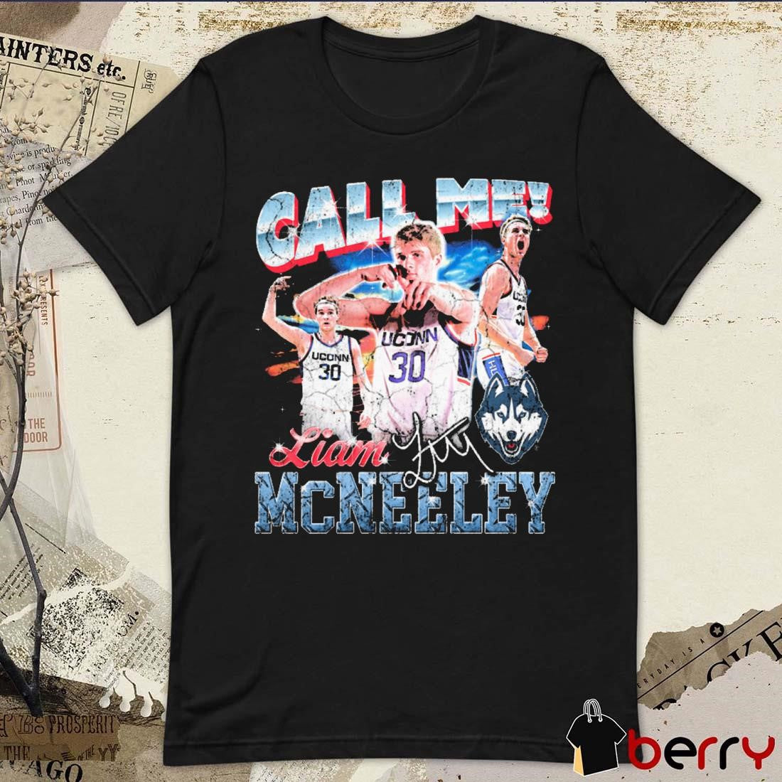 Liam McNeeley Call Me UConn Huskies 90s Retro Graphic Signature t-shirt
