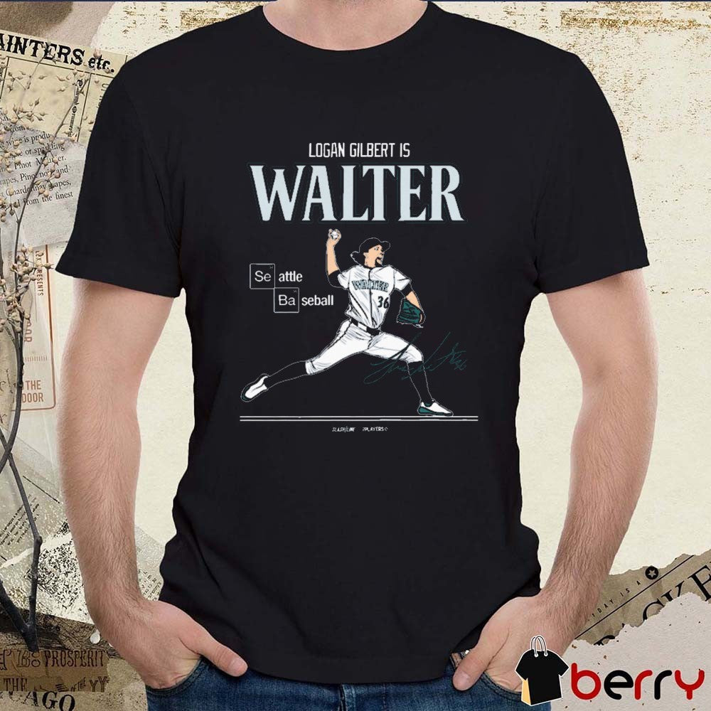 Logan Gilbert is Walter Seattle Mariners Baseball MLB Slash Line Signature t-shirt