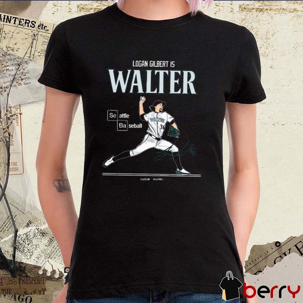 Logan Gilbert is Walter Seattle Mariners Baseball MLB Slash Line Signature t-shirt