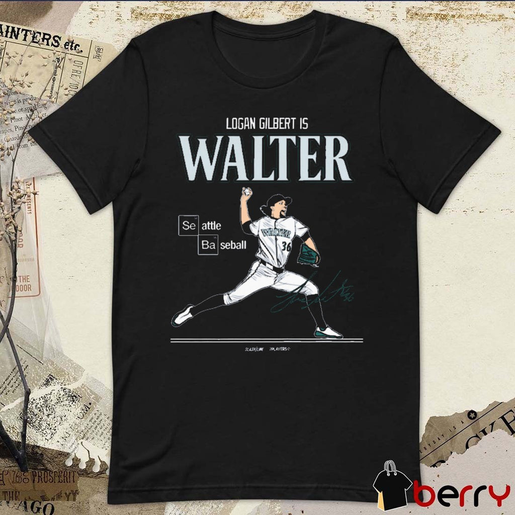 Logan Gilbert is Walter Seattle Mariners Baseball MLB Slash Line Signature t-shirt