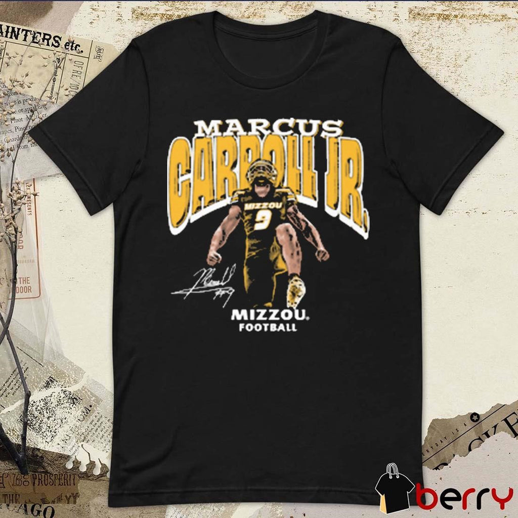 Marcus Carroll Jr Block Name Mizzou Football Signature Graphic t-shirt