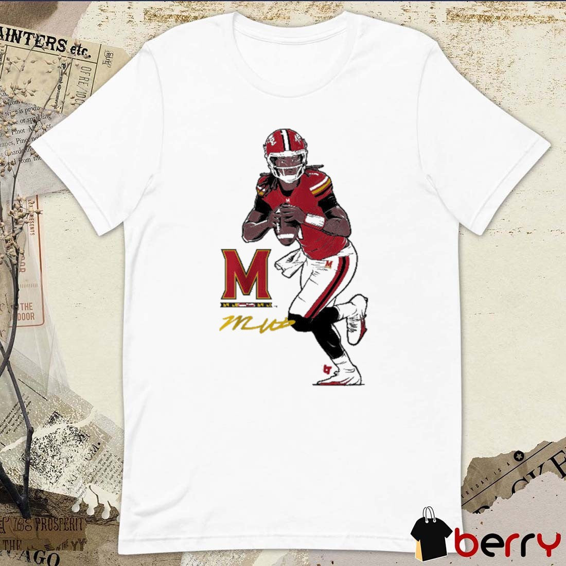 Maryland Terrapins Football NCAA Malik Washington Superstar Pose Signature t-shirt