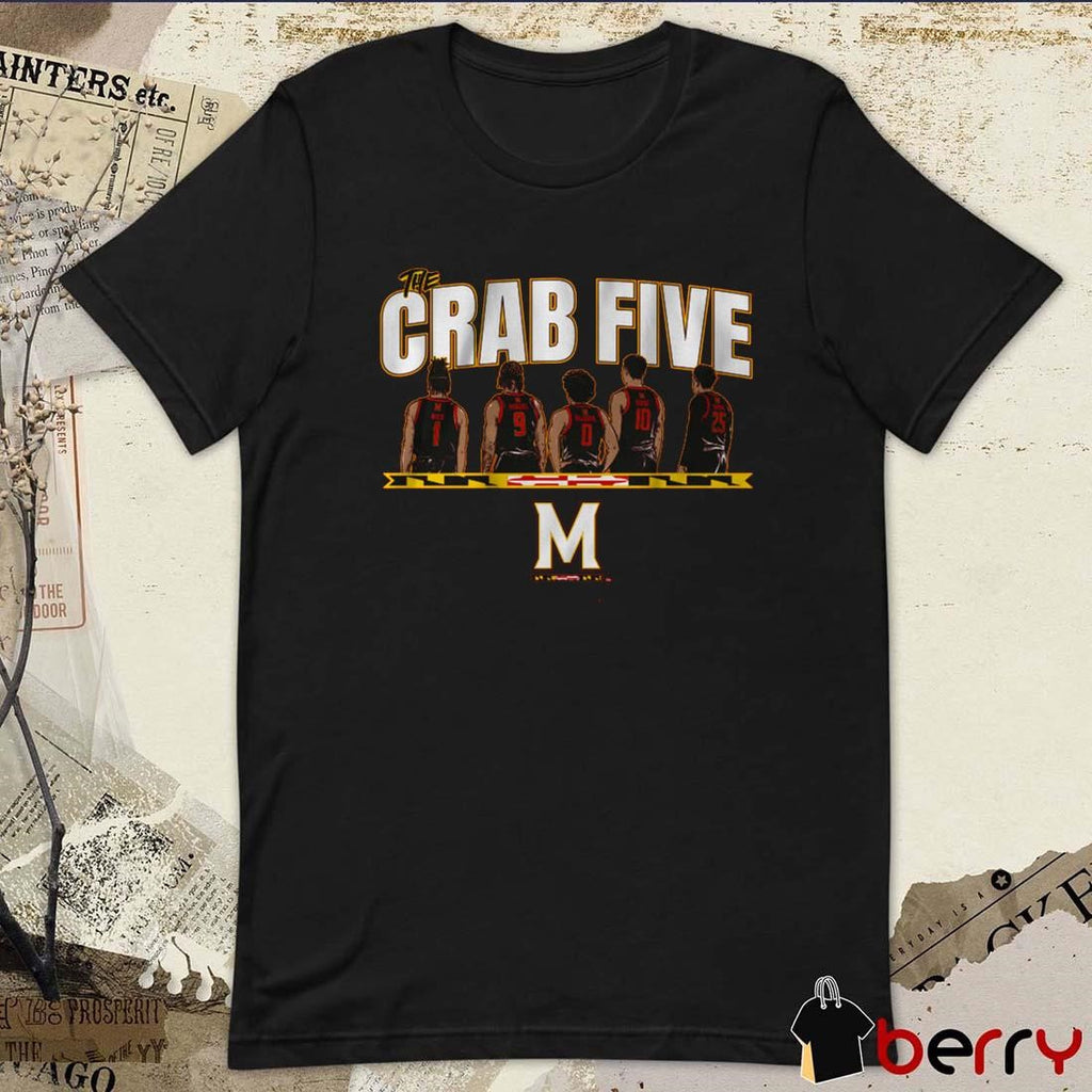 Maryland Terrapins The Crab Five Lineup Cartoon 2025 Graphic t-shirt