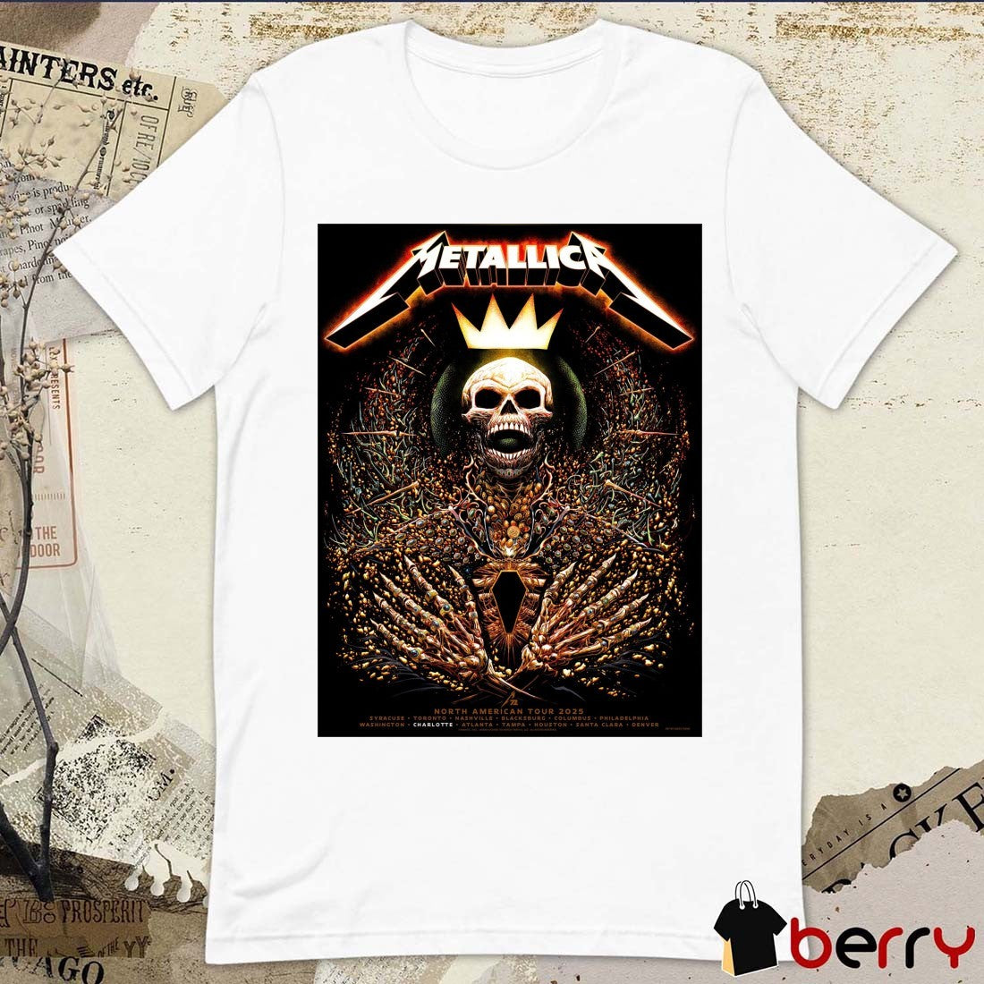 Metallica M72 Charlotte North American Tour 2025 Syracuse Toronto Nashville Blacksburg Columbus Poster t-shirt