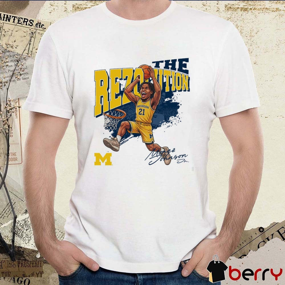 Michigan Wolverines Basketball Morez Johnson Jr. The Rezolution Caricature Signature t-shirt