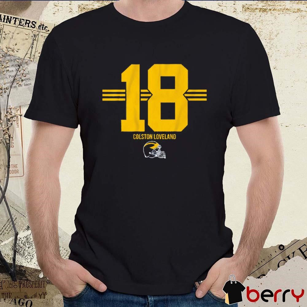 Michigan Wolverines Football Colston Loveland 18 Stripe t-shirt